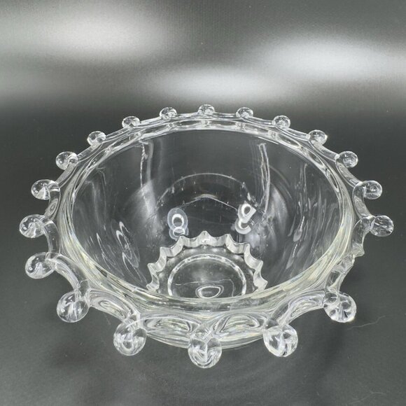 Heisey Lariat Clear Glass Dish Bowl Manganese 365nm Green UV Glow Glass AS IS - Picture 10 of 14